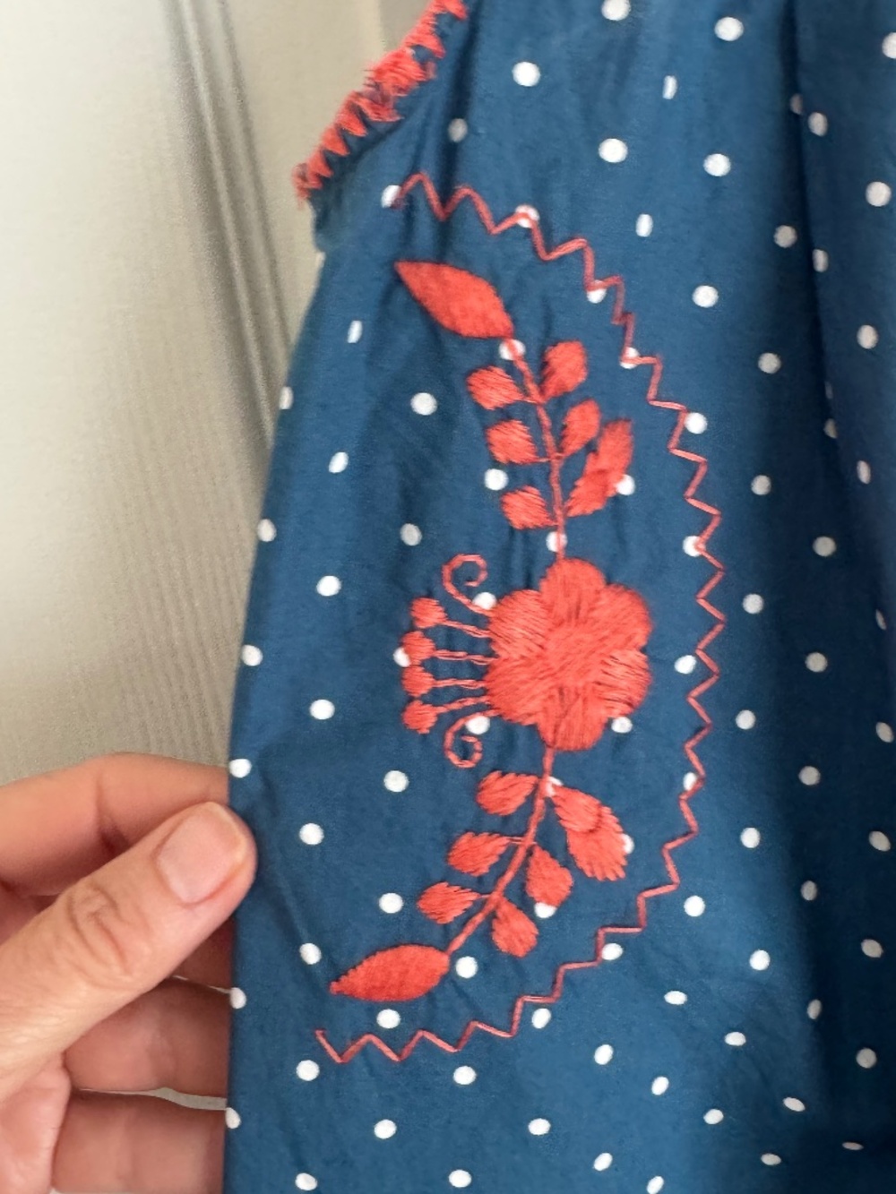 DARLING SISTER MARY, INDIGO POLKA DOT DRESS WITH EMBROIDERY - Picture 11 of 16